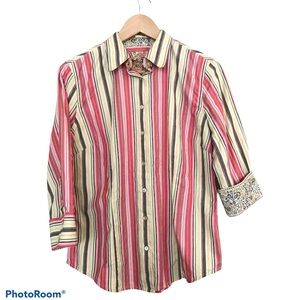 Robert Graham Women’s Button Up Shirt 3/4 Sleeves